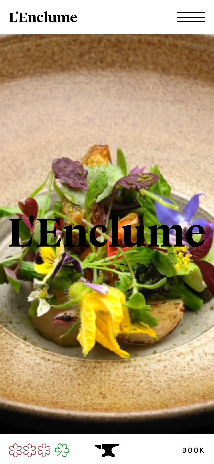 L'Enclumeのトップページ（スマホ）