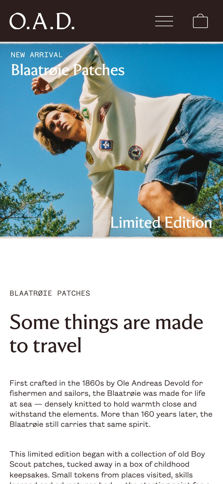 O.A. Devold homepage (mobile)